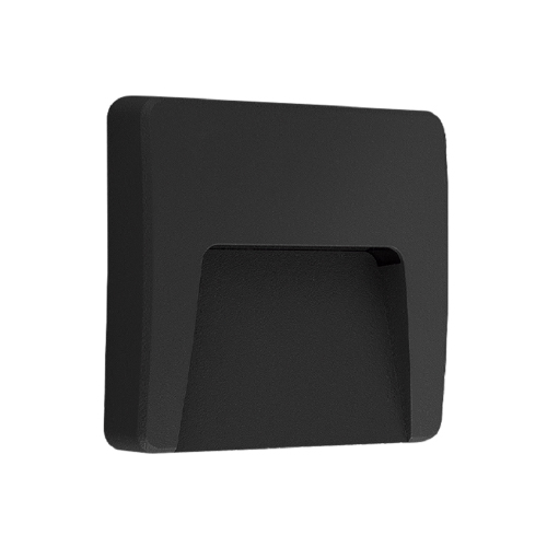 Aplique cuadrado de policarbonato 3W negro unidireccional 3000K IP65 100lm